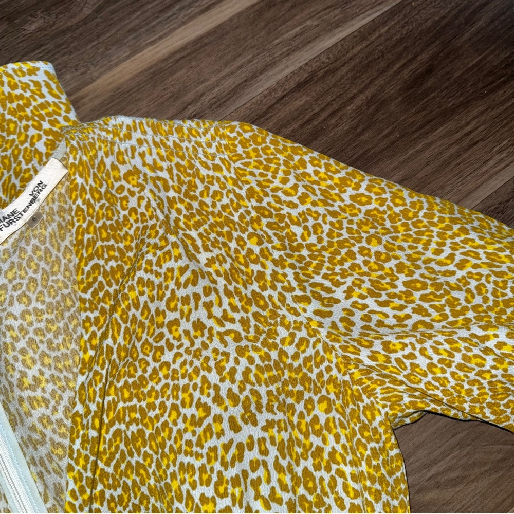 Diane Von Furstenburg Idris Yellow leopard-print crepe midi dress - Picture 8 of 9